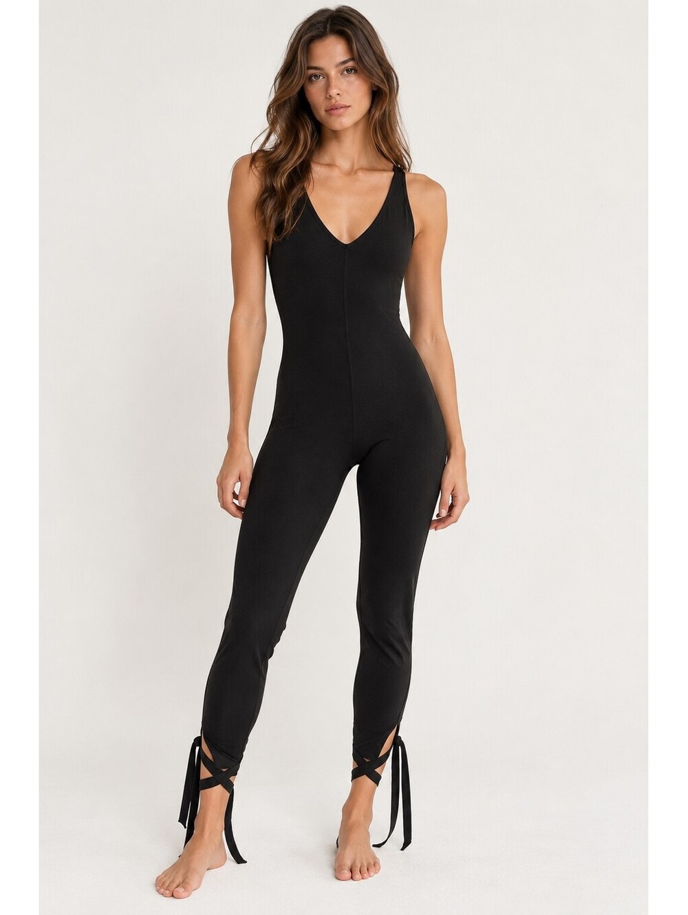 FP Movement Free People Black Tie Ankle One Piece Jumpsuit Activewear